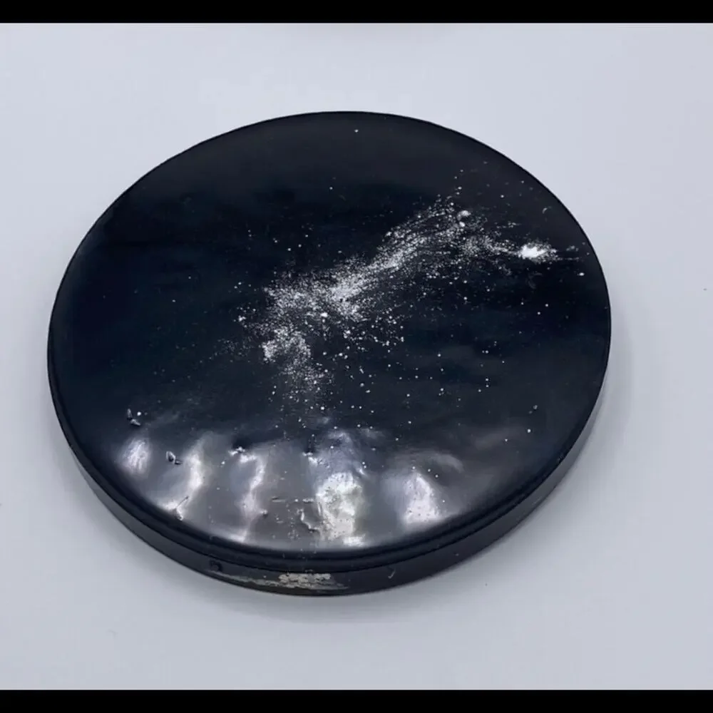 Handmade Black Resin Coasters with Silver Foil & Rhinestones | Set of 6